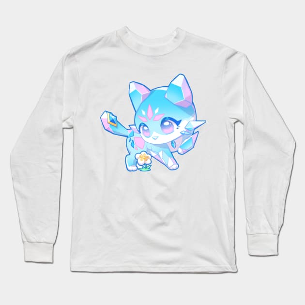 Crystal Cat Kawaii Cat Adorable Crystal Cat Cute Gift For Cat Lover Crystal cat Long Sleeve T-Shirt by Shusha Pusha